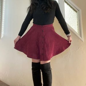 Burgundy Skater Skirt